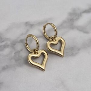 Gold Heart Hoop Earrings